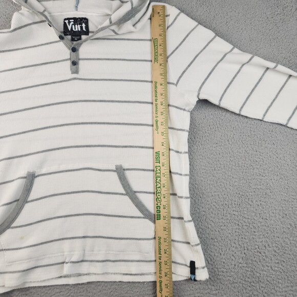 Vurt Hoodie Men's Extra Large Y2K Striped White Gray Hooded Sweatshirt Skater - Picture 6 of 12